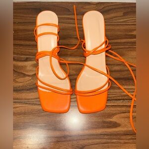 Orange Strappy Women's Sandals
